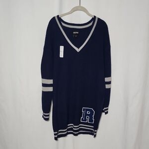 Harry Potter Dark Blue V-Neck Sweater with Light Gray Stripes